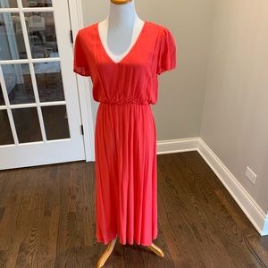Wayf coral blouse flowy dress